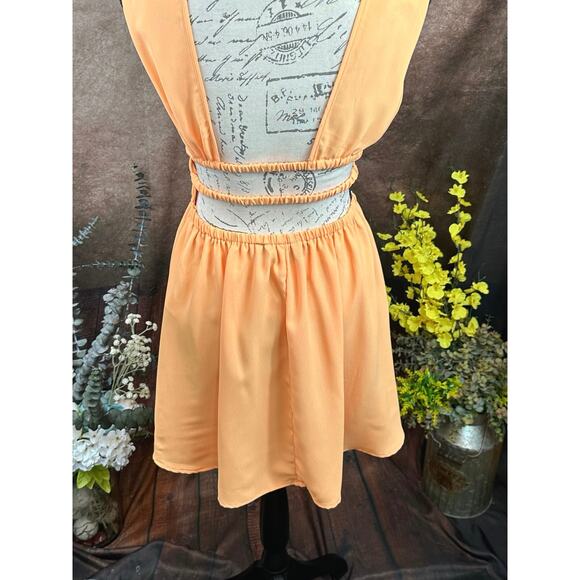 Semi Backless Sleeveless Gathered Waist Vero Moda Bonni Catch Mini Dress OrangeM - Picture 9 of 16